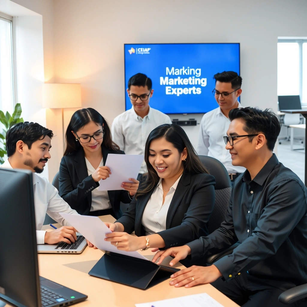 Professional marketing team collaborating